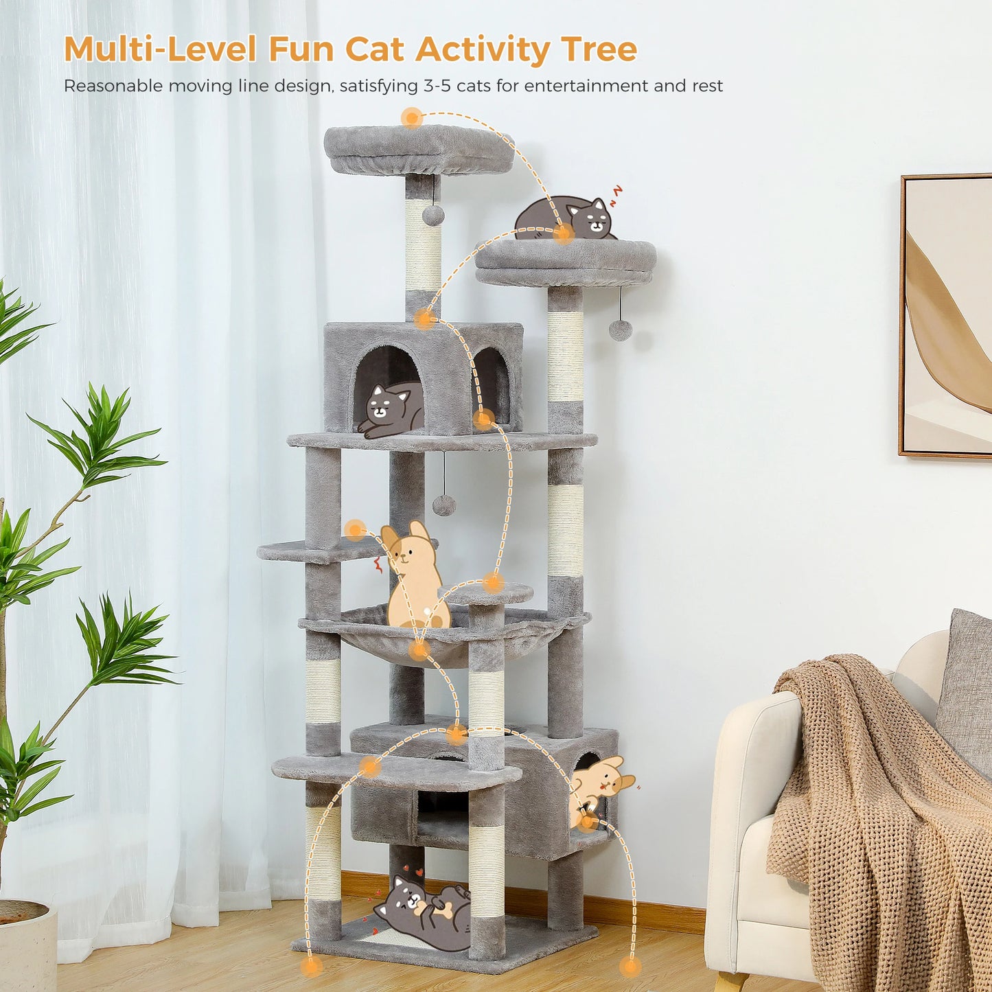 184cm "Midnight" Cat Tree Tower