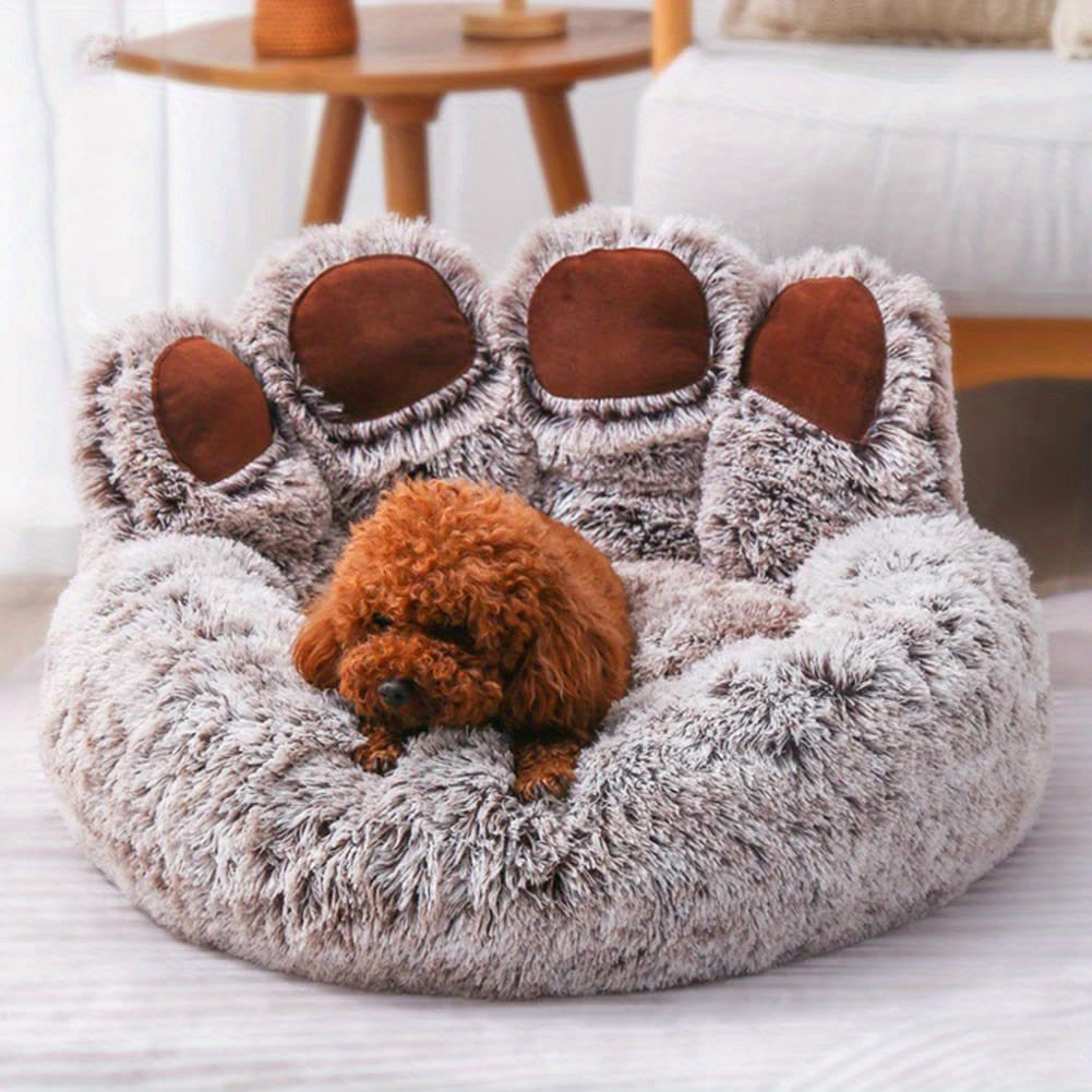 Cozy "Bear Paw" Fluffy Dog Bed