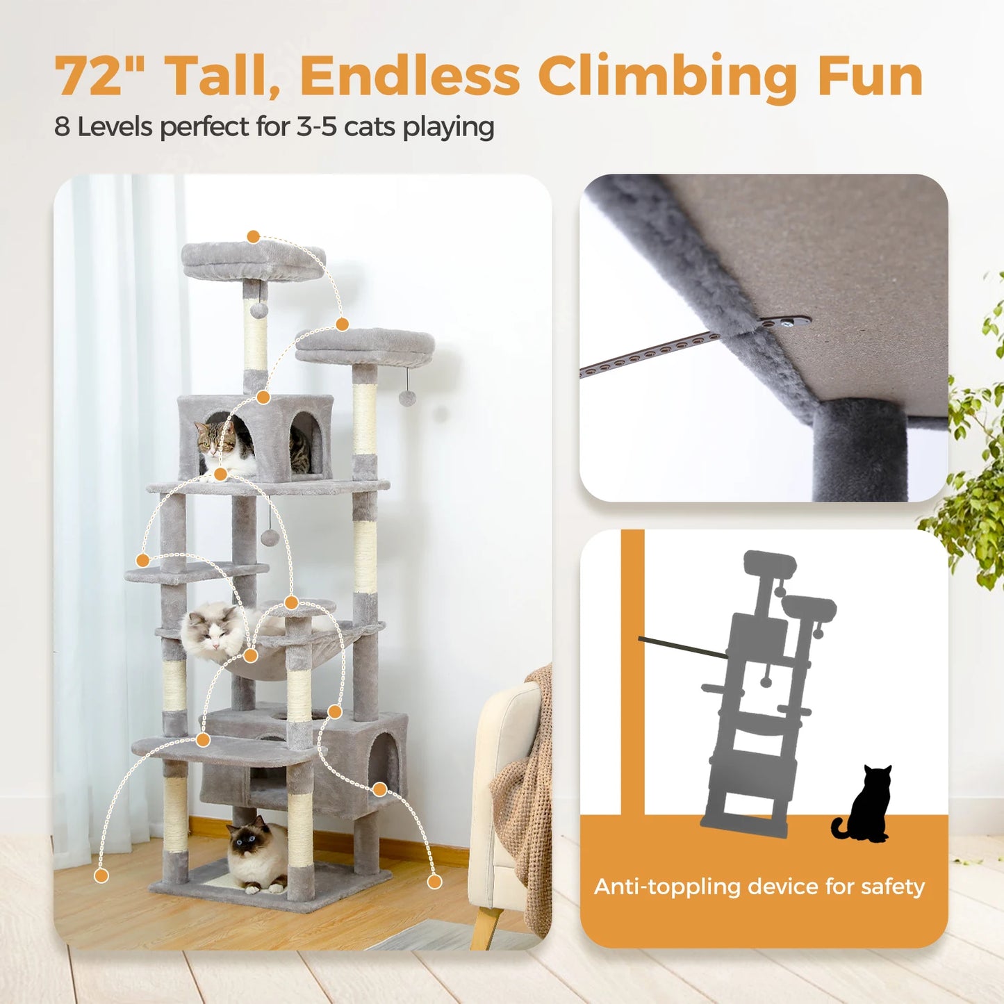 184cm "Midnight" Cat Tree Tower