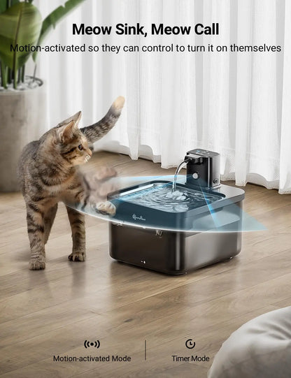 Fontana per animali domestici in acciaio inossidabile wireless Smart Pro da 2,5 l