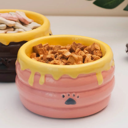 "Sweet Paws" Honey Pot Ceramic Pet Bowl