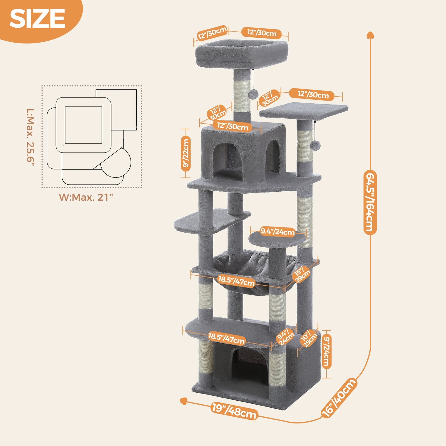 184cm "Midnight" Cat Tree Tower