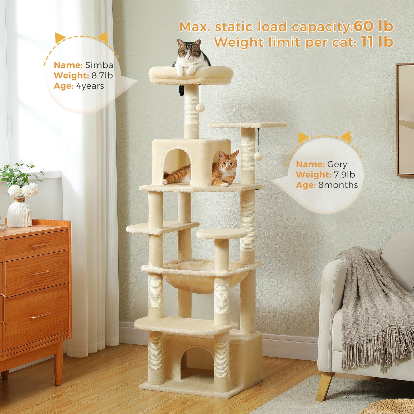 184cm "Midnight" Cat Tree Tower