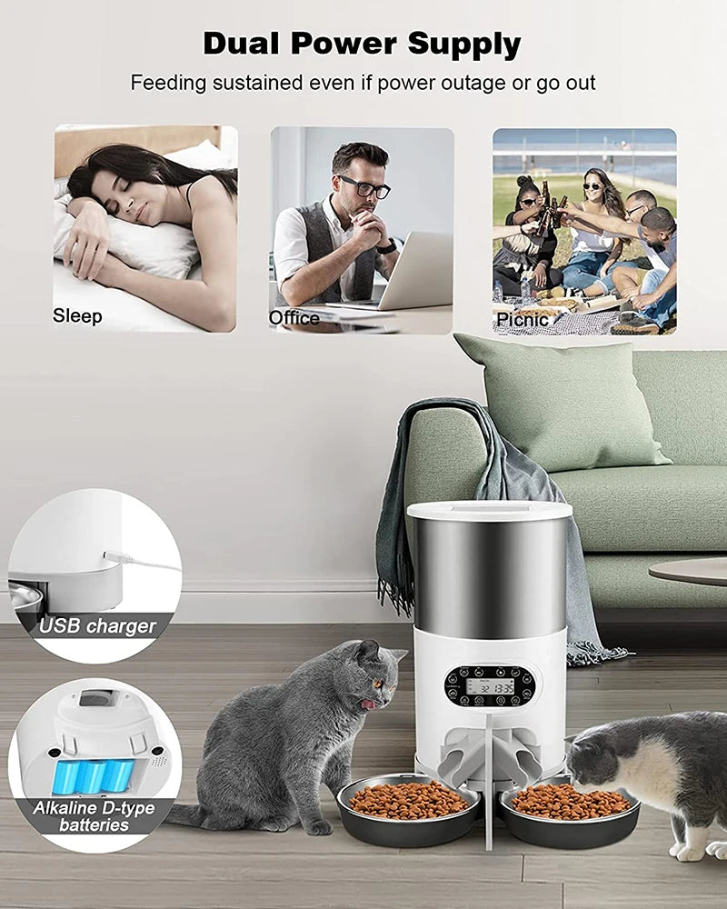 Distributore automatico di cibo per animali domestici intelligente - WiFi e registrazione vocale