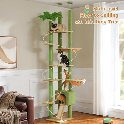 230-252cm "Coco" Cactus Cat Tree Floor to Ceiling Tower