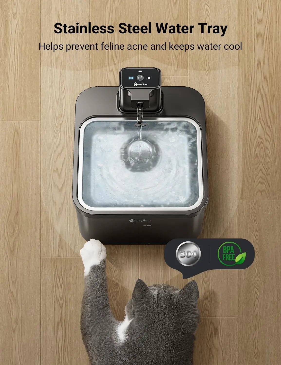 Smart Pro 2.5L Wireless Stainless Steel Pet Water Fountain