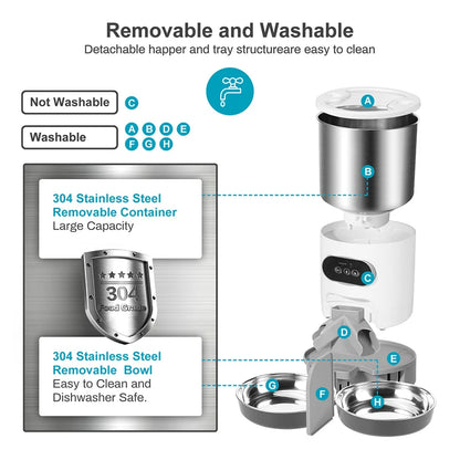 Distributore automatico di cibo per animali domestici intelligente - WiFi e registrazione vocale