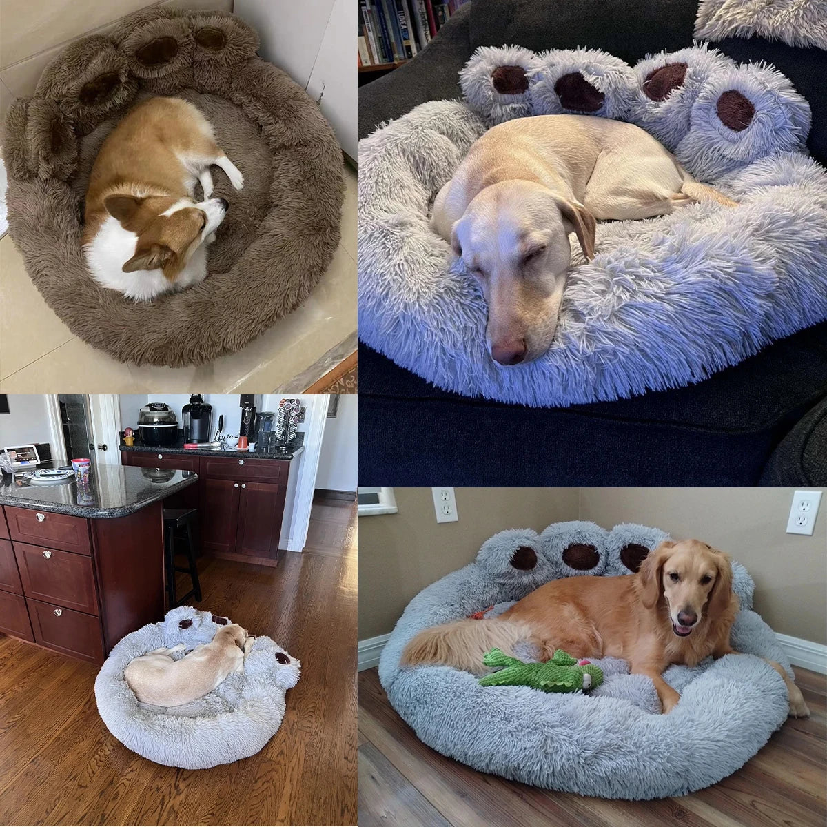 Cozy "Bear Paw" Fluffy Dog Bed