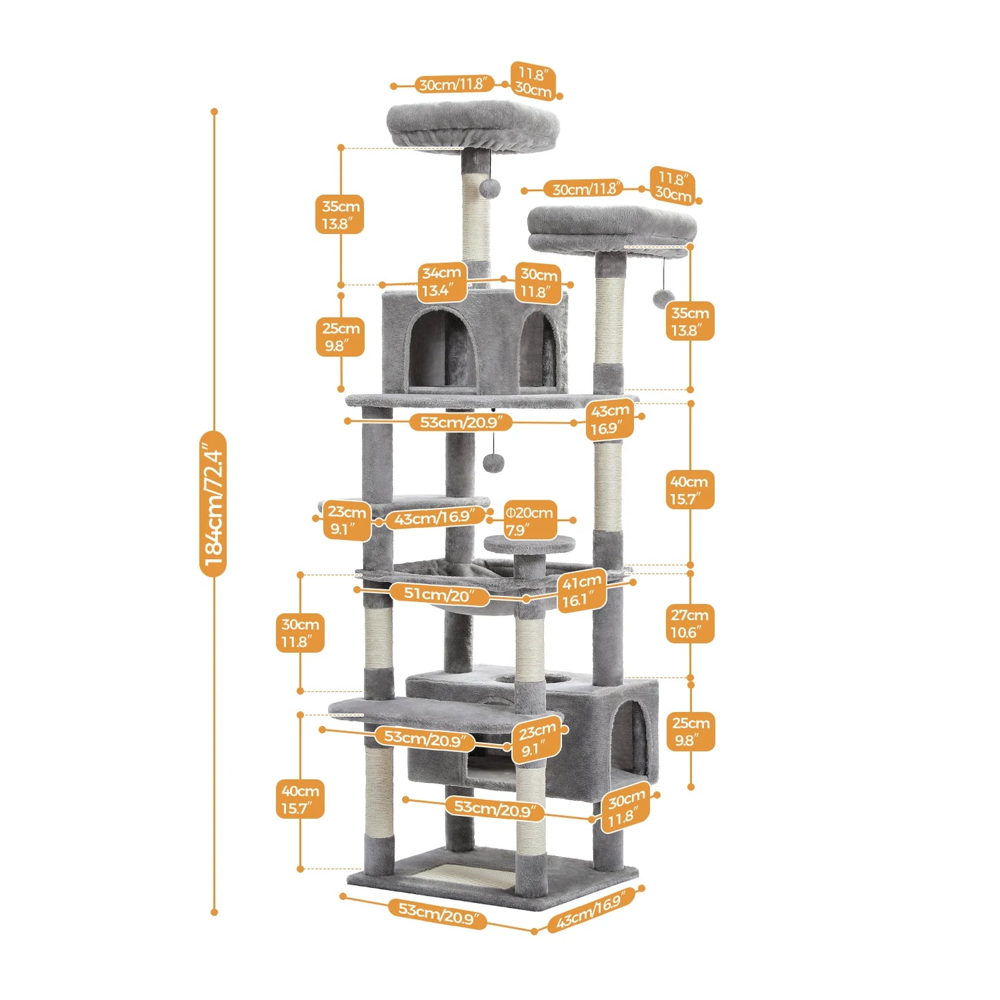 184cm "Midnight" Cat Tree Tower