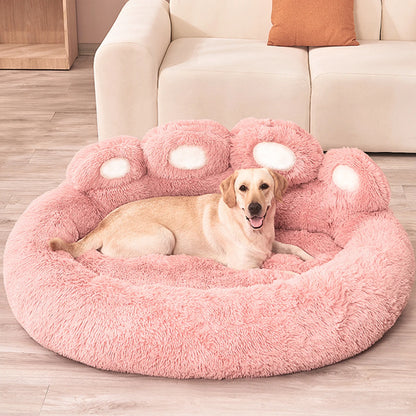 Cozy "Bear Paw" Fluffy Dog Bed