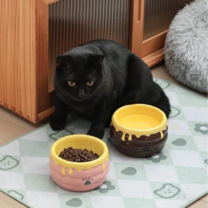 "Süße Pfoten" Honey Pot Ceramic Pet Bowl