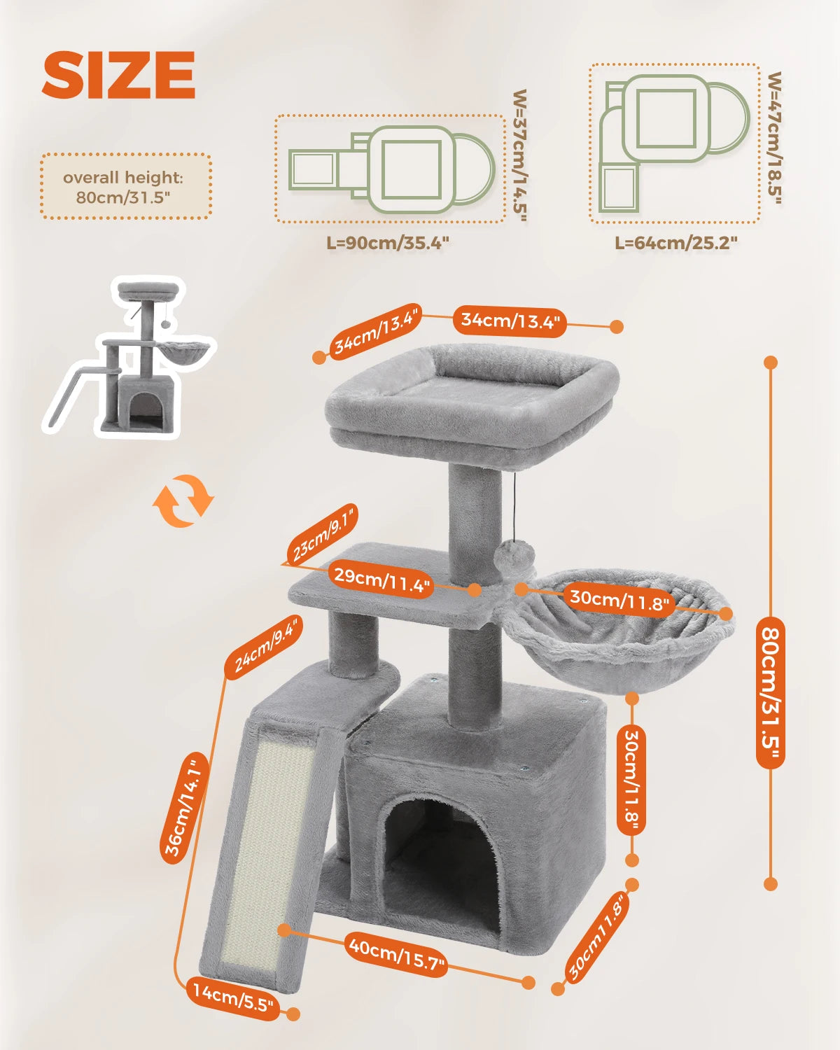 80cm "Junior" Small Cat Tree Tower