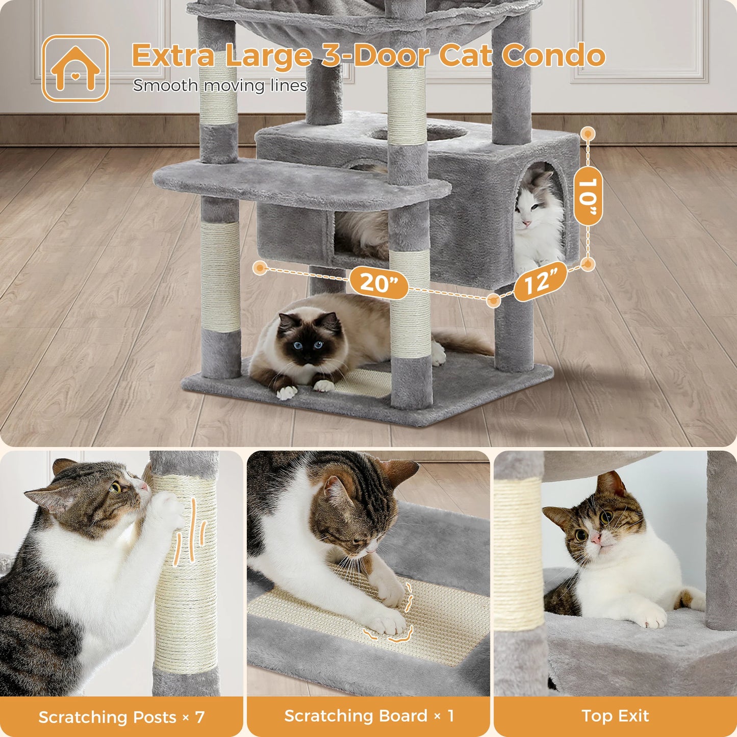 184cm "Midnight" Cat Tree Tower