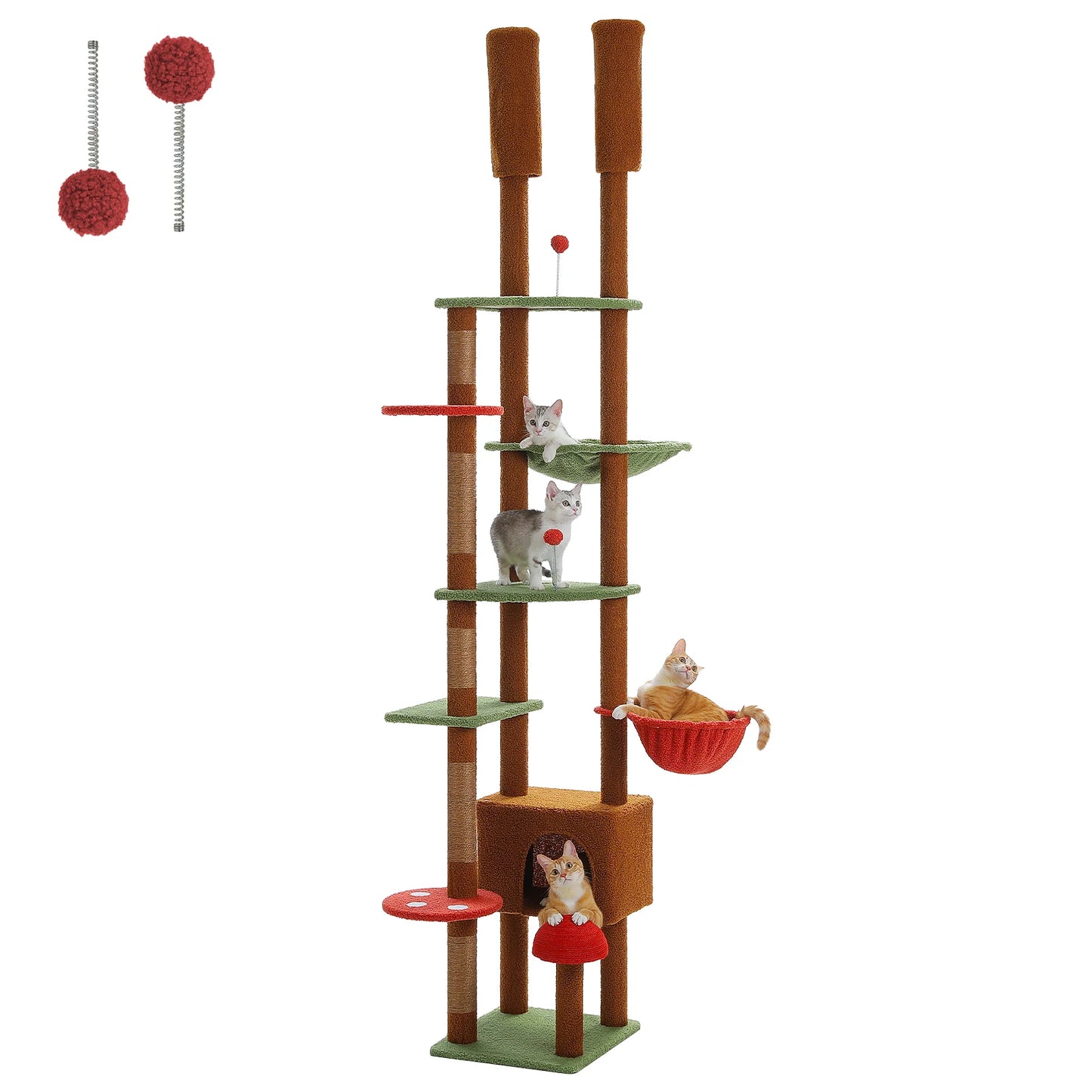 230-252cm "Coco" Cactus Cat Tree Floor to Ceiling Tower