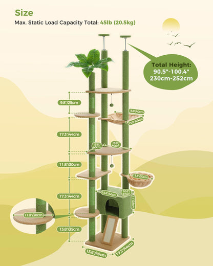 230-252cm "Coco" Cactus Tiragraffi Torre dal pavimento al soffitto