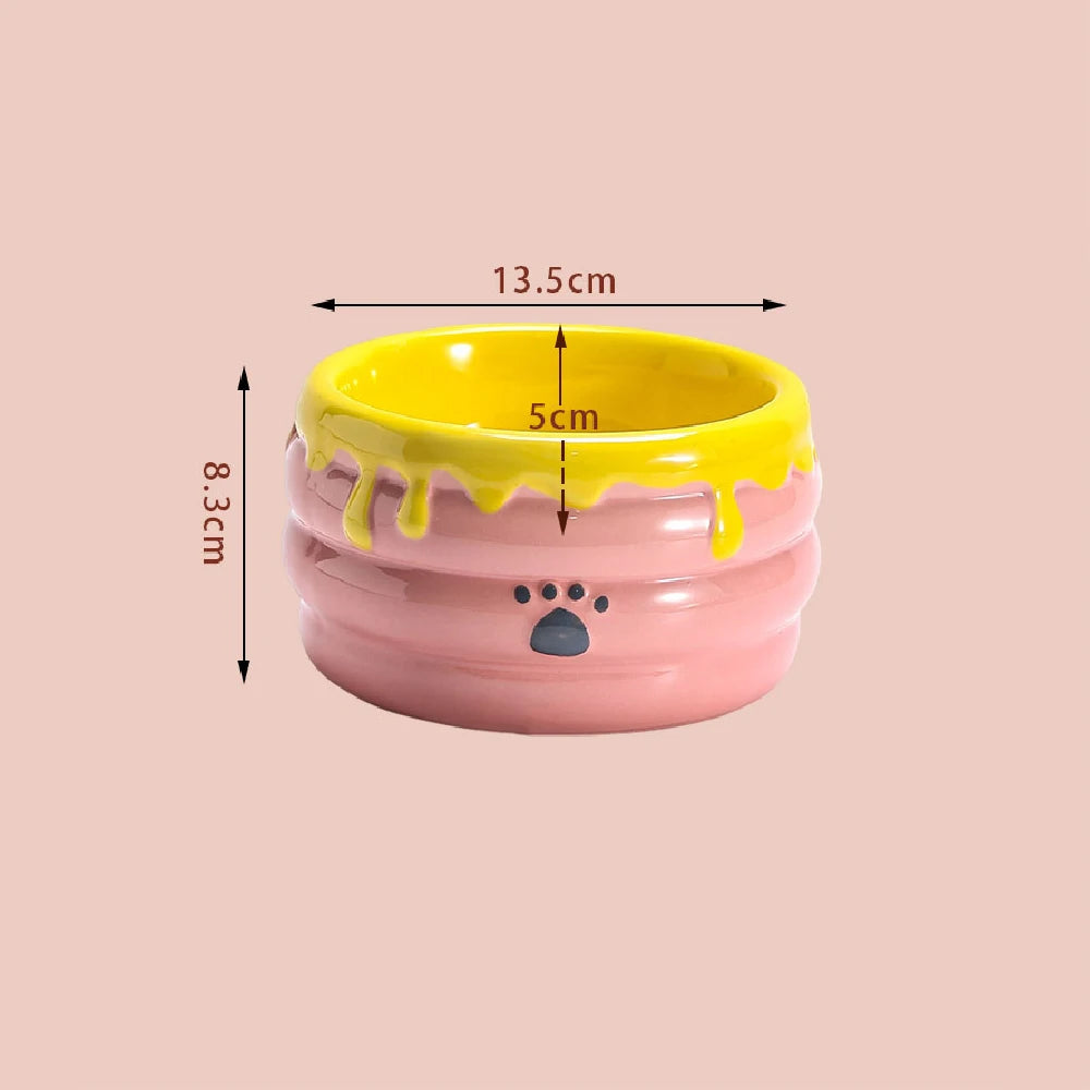 "Sweet Paws" Honey Pot Ceramic Pet Bowl