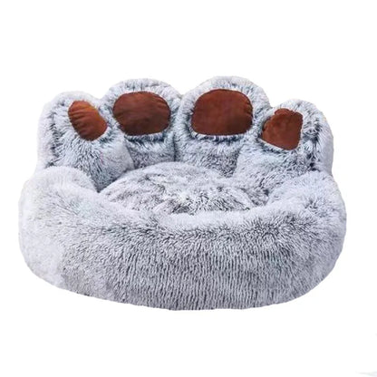 Cozy "Bear Paw" Fluffy Dog Bed