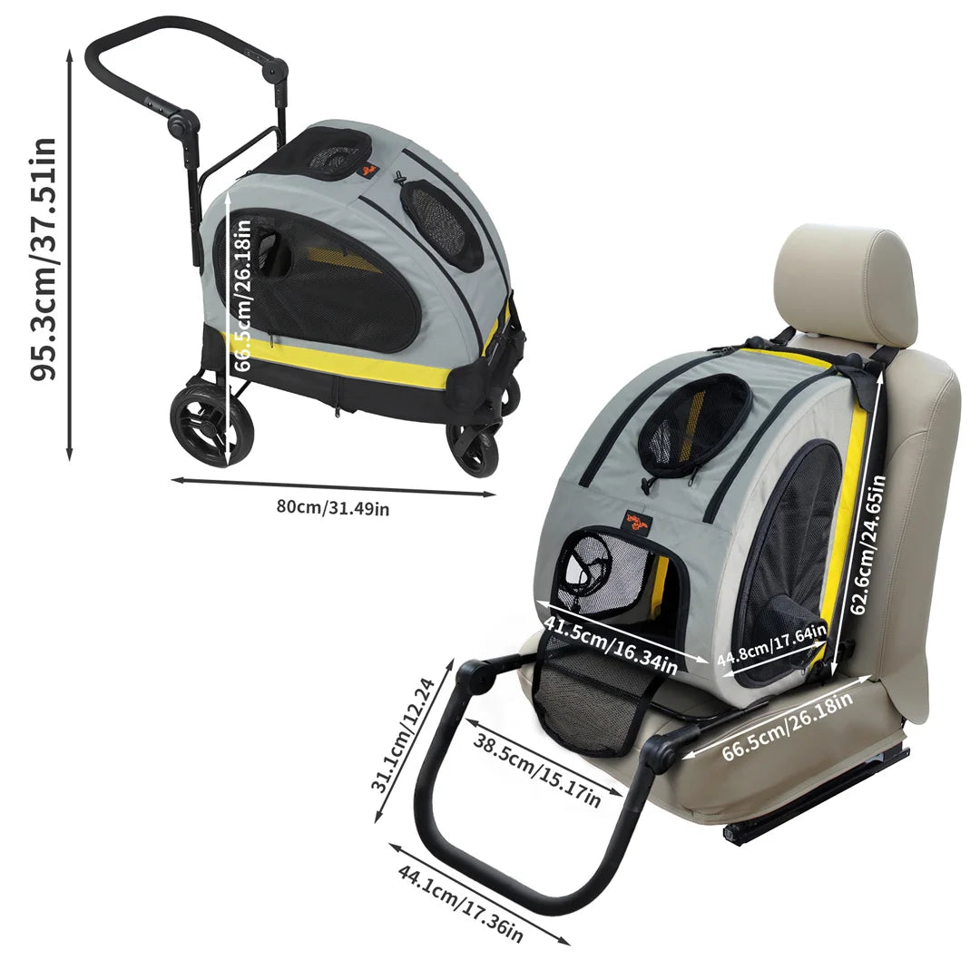 Multifunktional 2 in 1 Haustier -Autositz & Kinderwagen