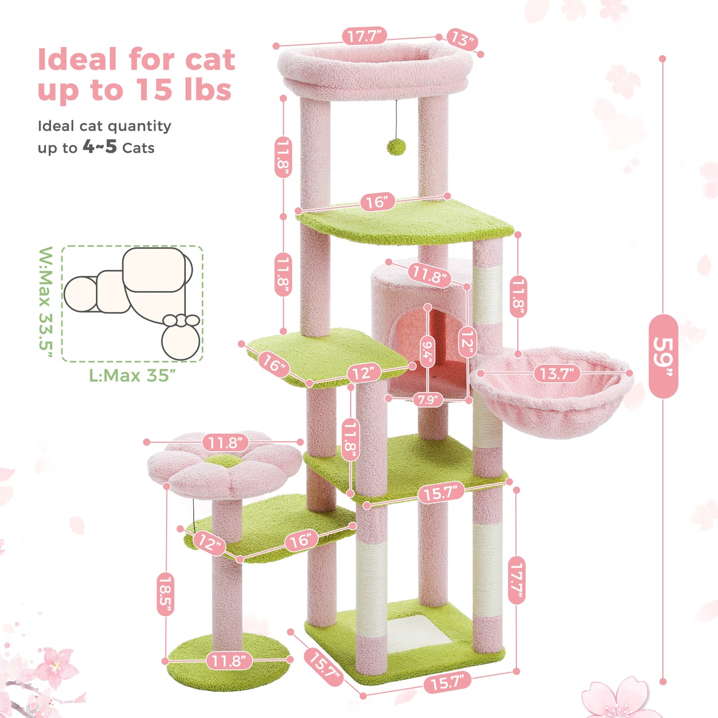 150cm "Cactus" Cat Tree Tower