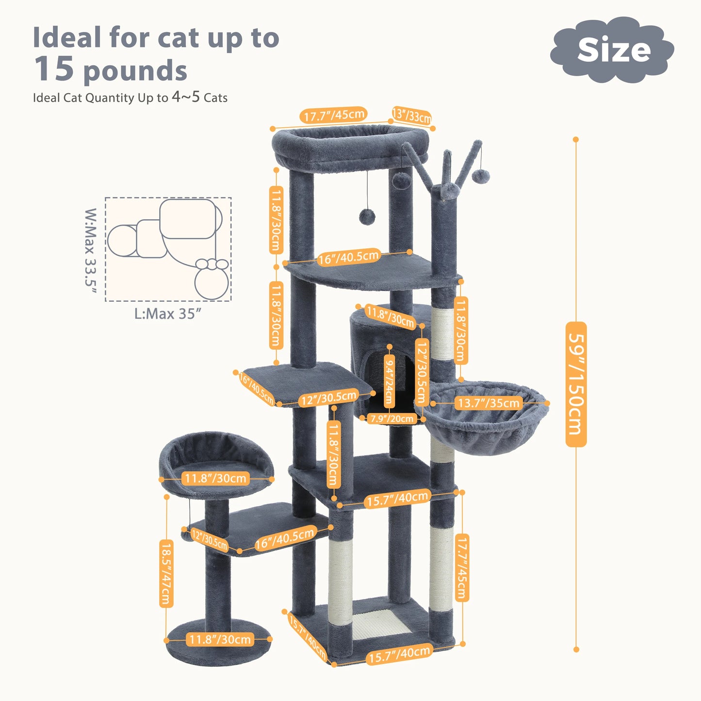 150cm "Cactus" Cat Tree Tower