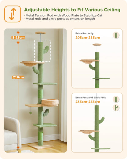 Albero per gatti regolabile dal pavimento al soffitto "Cactus" da 239-275 cm