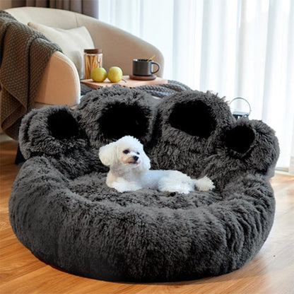 Cozy "Bear Paw" Fluffy Dog Bed