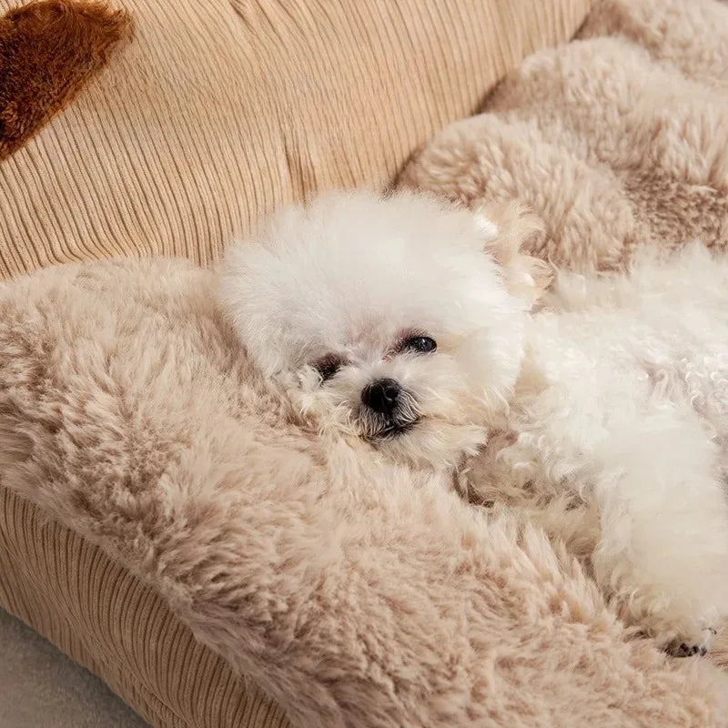 Cozy Coral Fleece Pet Bed "Bear"