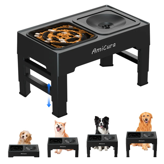 Revolutionary 2-in-1 Elevated Slow Feed Pet Station