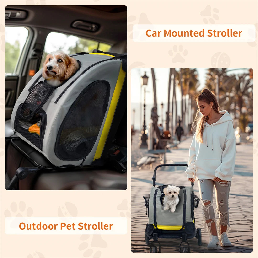 Seggiolino auto e passeggino multifunzionale 2 in 1 per animali domestici