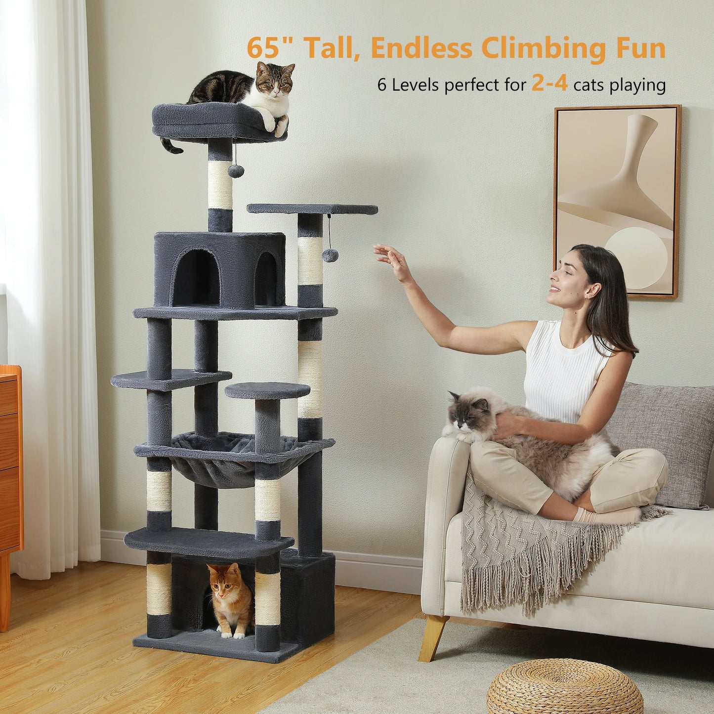 184cm "Midnight" Cat Tree Tower