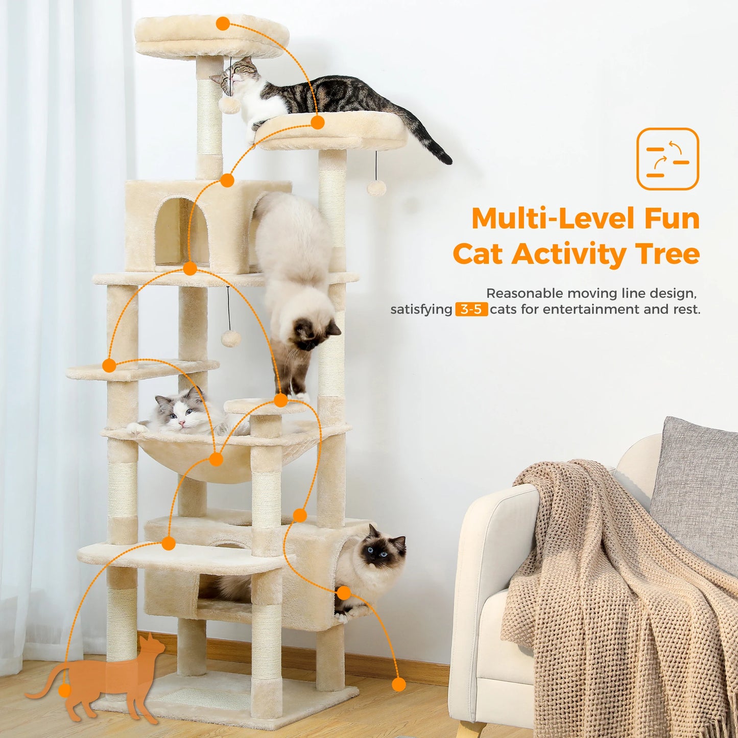 184cm "Midnight" Cat Tree Tower