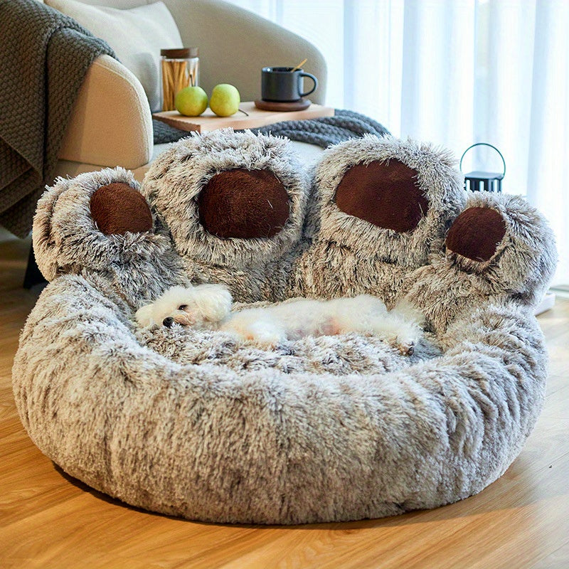 Cozy "Bear Paw" Fluffy Dog Bed