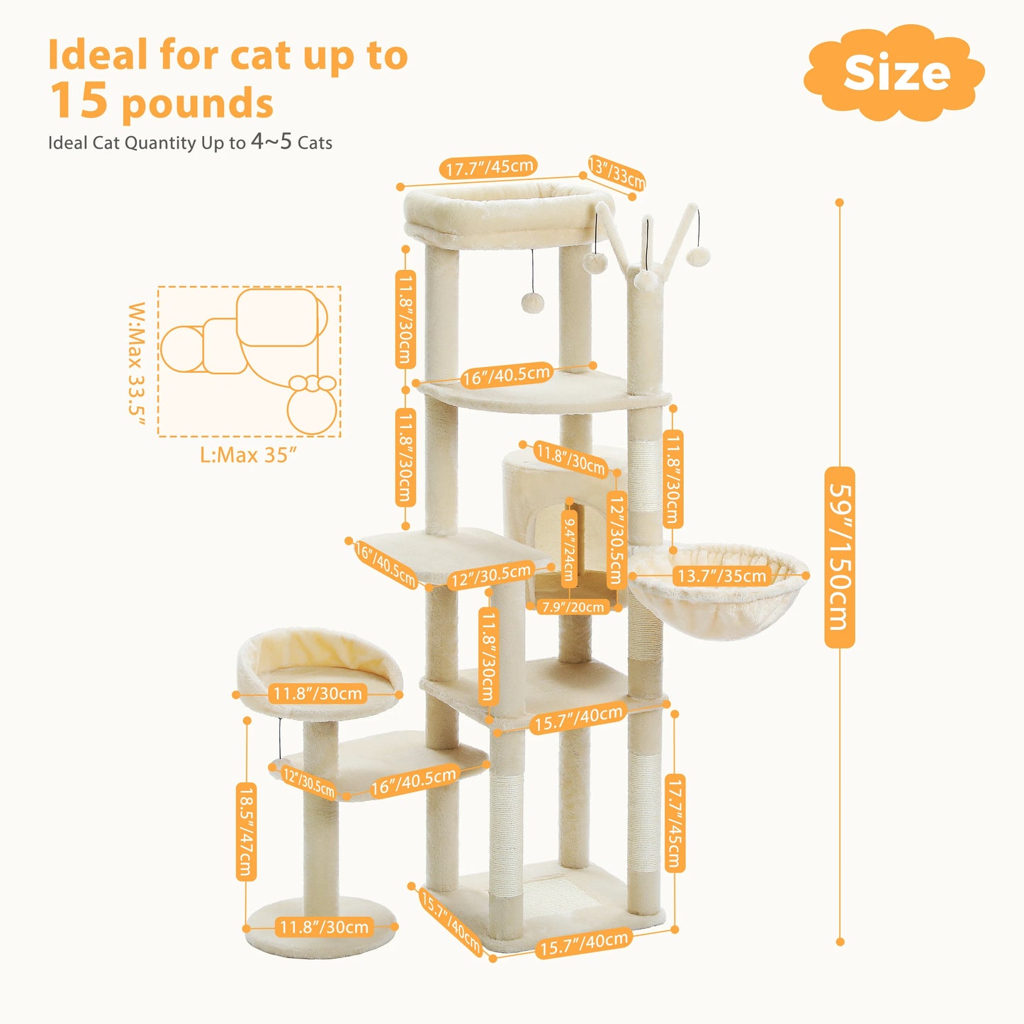 150cm "Cactus" Cat Tree Tower