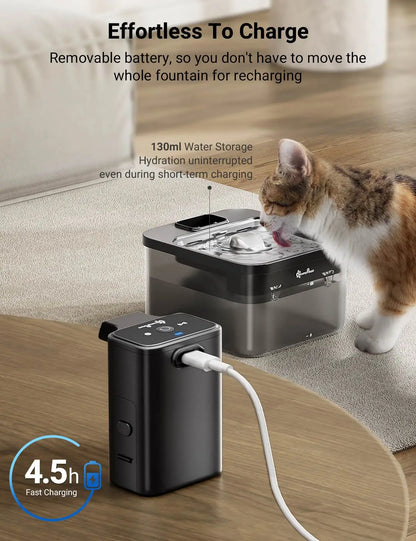 Smart Pro 2.5L Wireless Stainless Steel Pet Water Fountain