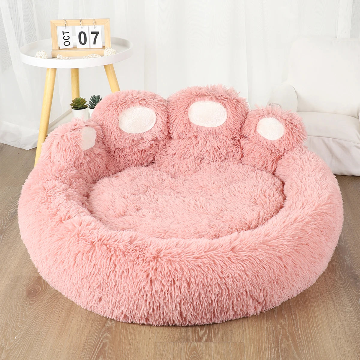 Cozy "Bear Paw" Fluffy Dog Bed