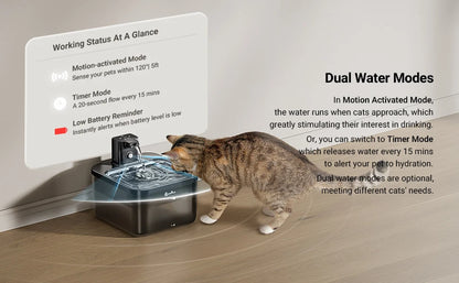 Smart Pro 2.5L Wireless Stainless Steel Pet Water Fountain