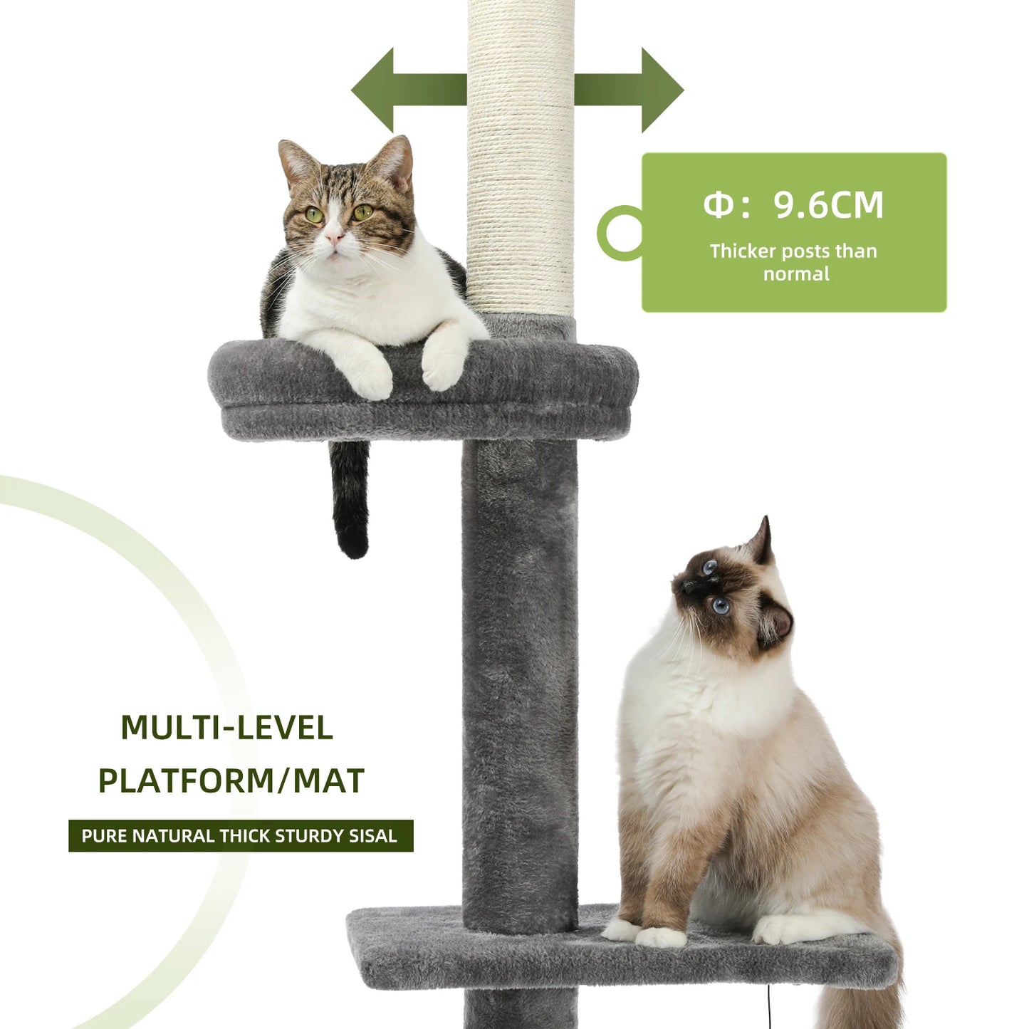 Albero per gatti regolabile dal pavimento al soffitto "Cactus" da 239-275 cm