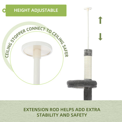 Albero per gatti regolabile dal pavimento al soffitto "Cactus" da 239-275 cm