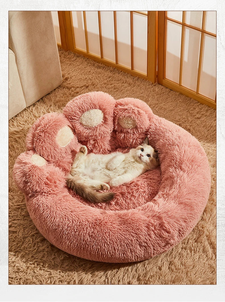 Cozy "Bear Paw" Fluffy Dog Bed