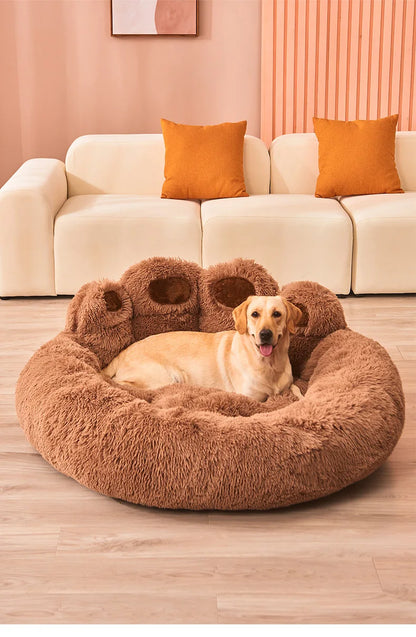 Cozy "Bear Paw" Fluffy Dog Bed