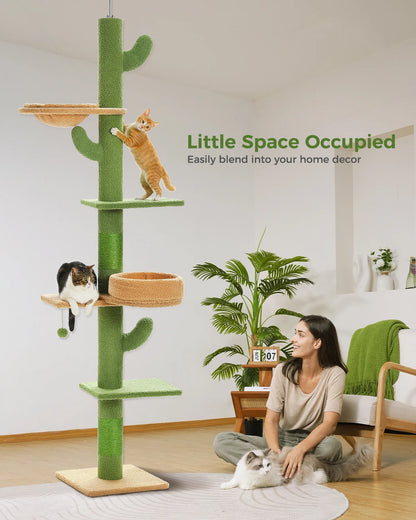 Albero per gatti regolabile dal pavimento al soffitto "Cactus" da 239-275 cm