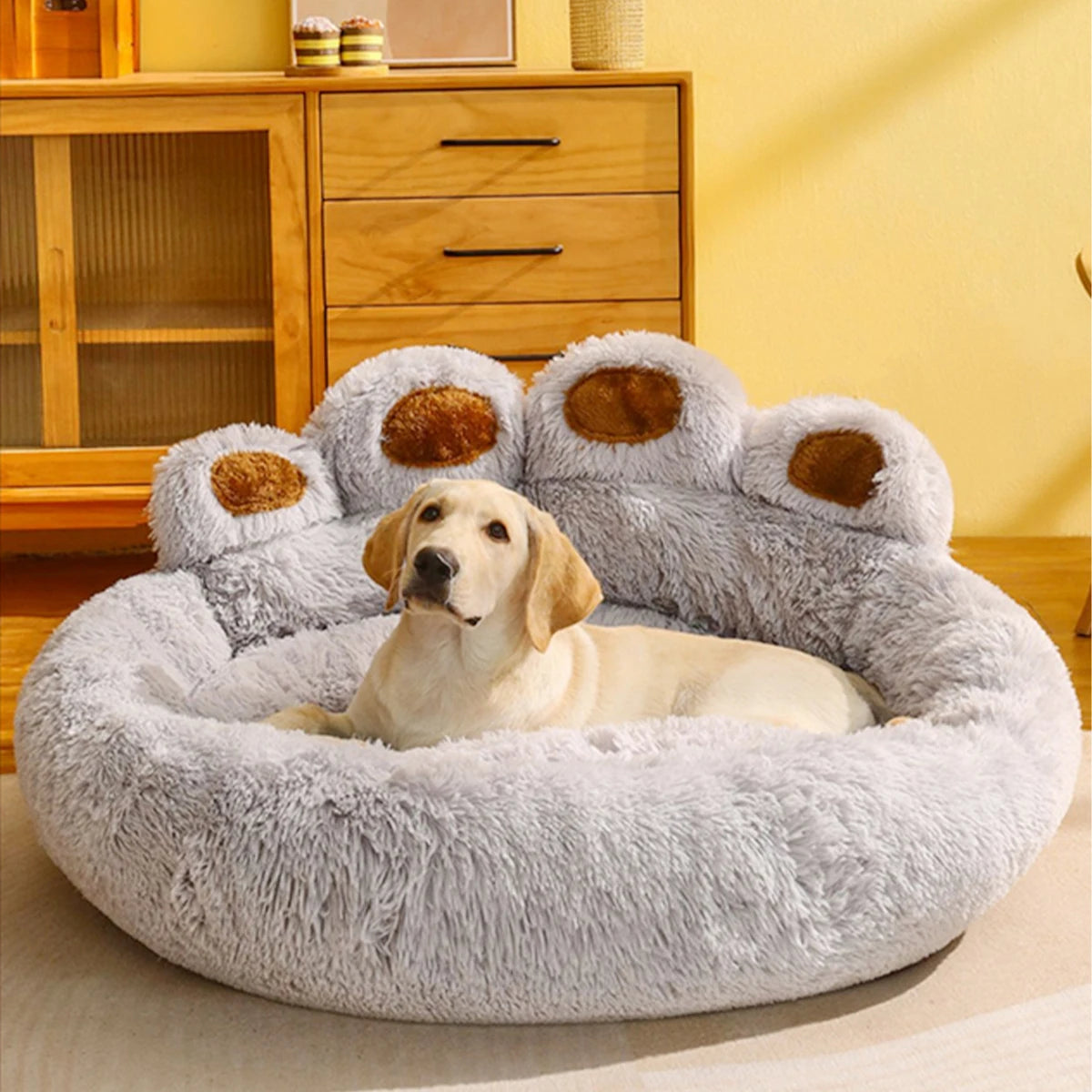 Cozy "Bear Paw" Fluffy Dog Bed