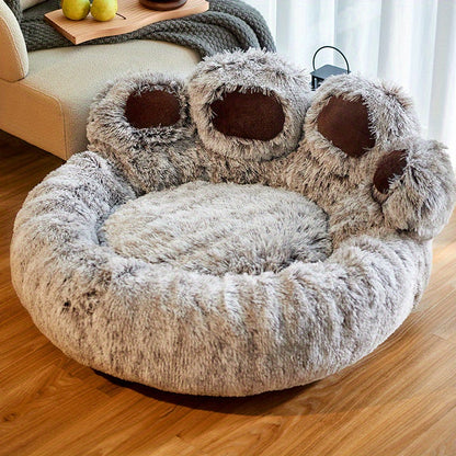 Cozy "Bear Paw" Fluffy Dog Bed