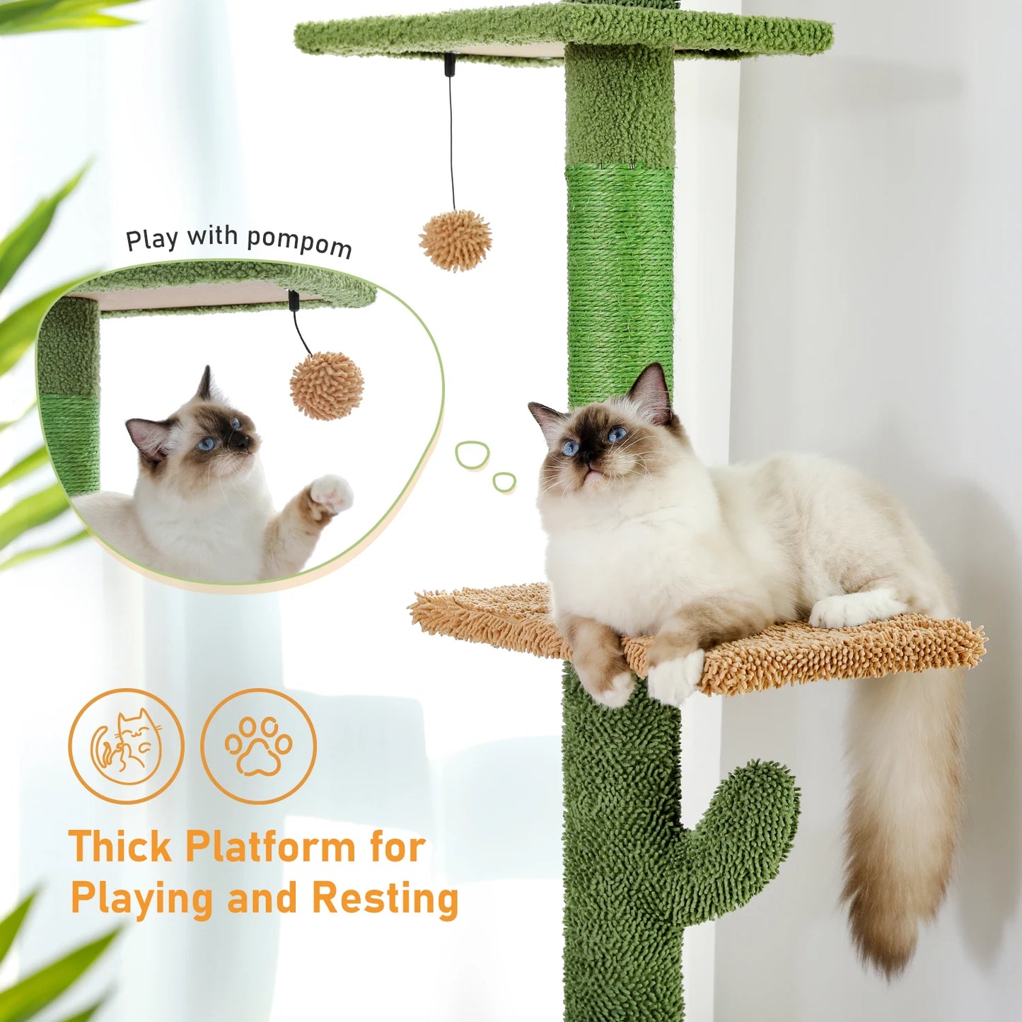 239-275cm "Cactus" Adjustable Floor-to-Ceiling Cat Tree