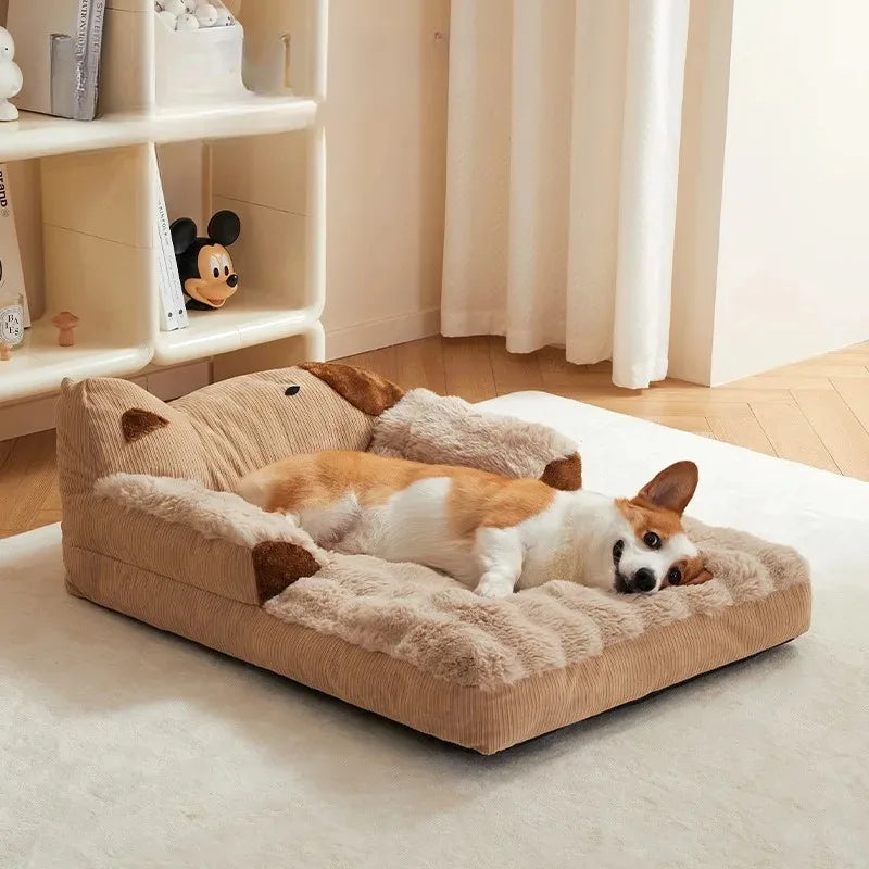 Cozy Coral Fleece Pet Bed "Bear"