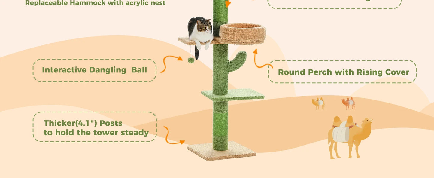 239-275cm "Cactus" Adjustable Floor-to-Ceiling Cat Tree