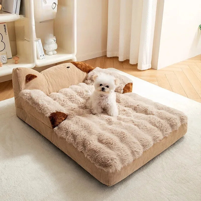 Cozy Coral Fleece Pet Bed "Bear"