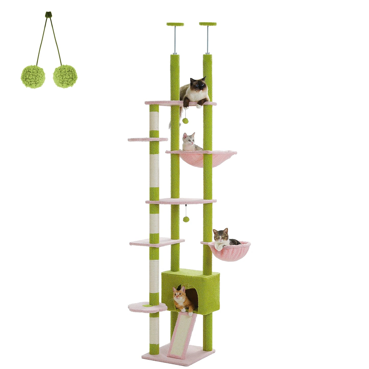 230-252cm "Coco" Cactus Cat Tree Floor to Ceiling Tower