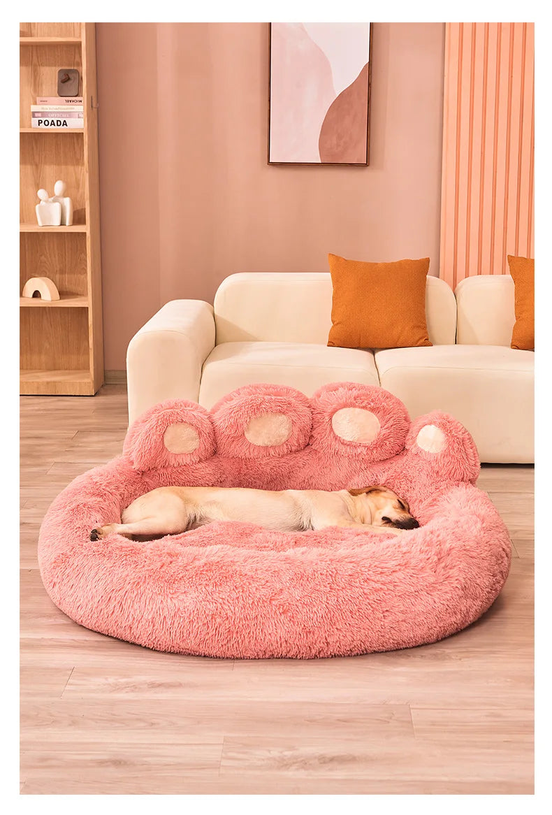 Cozy "Bear Paw" Fluffy Dog Bed