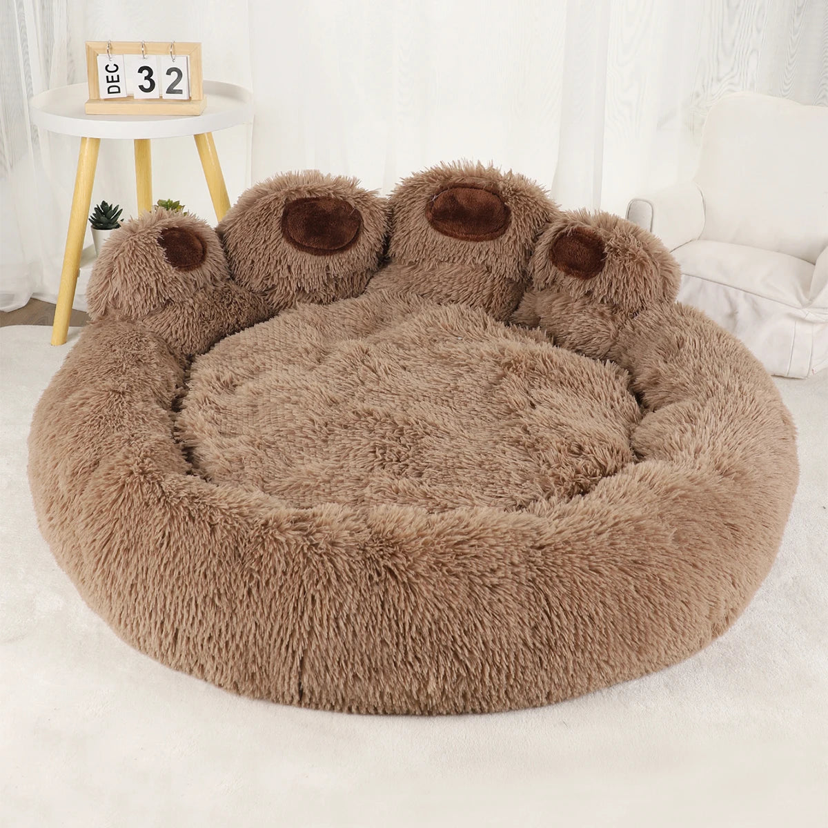 Cozy "Bear Paw" Fluffy Dog Bed